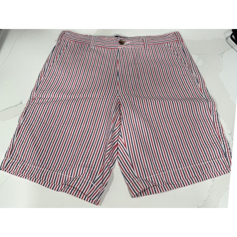 Club Room Mens Seersucker Shorts 30 Striped Flat Front 9 Inseam NEW